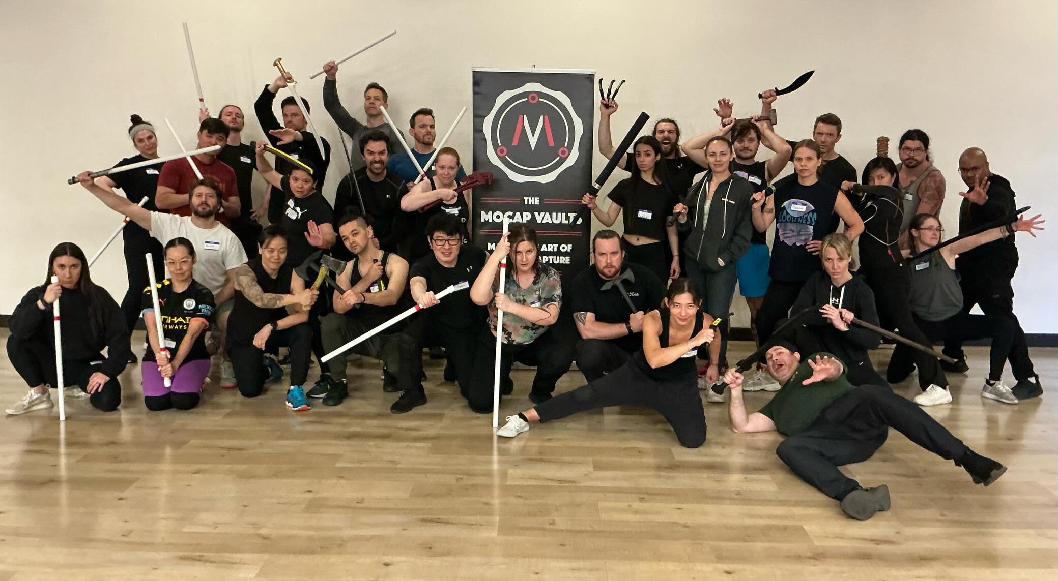 What a great day for a workout class with @themocapvaults in Sunny Los Angeles!
We had a full class of eager performers ready to learn and take whatever was slashed at them!
We started off with a special Vaults guest, an accomplished sword instructor