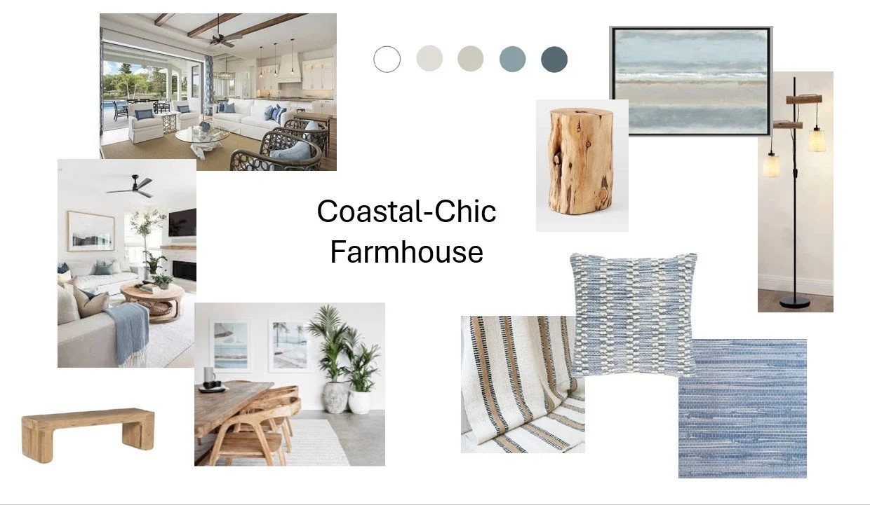 Interior Design Mood board- Coastal Farmhouse