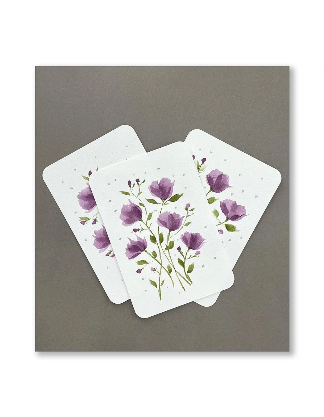 Purple Floral Watercolor Notecard Set