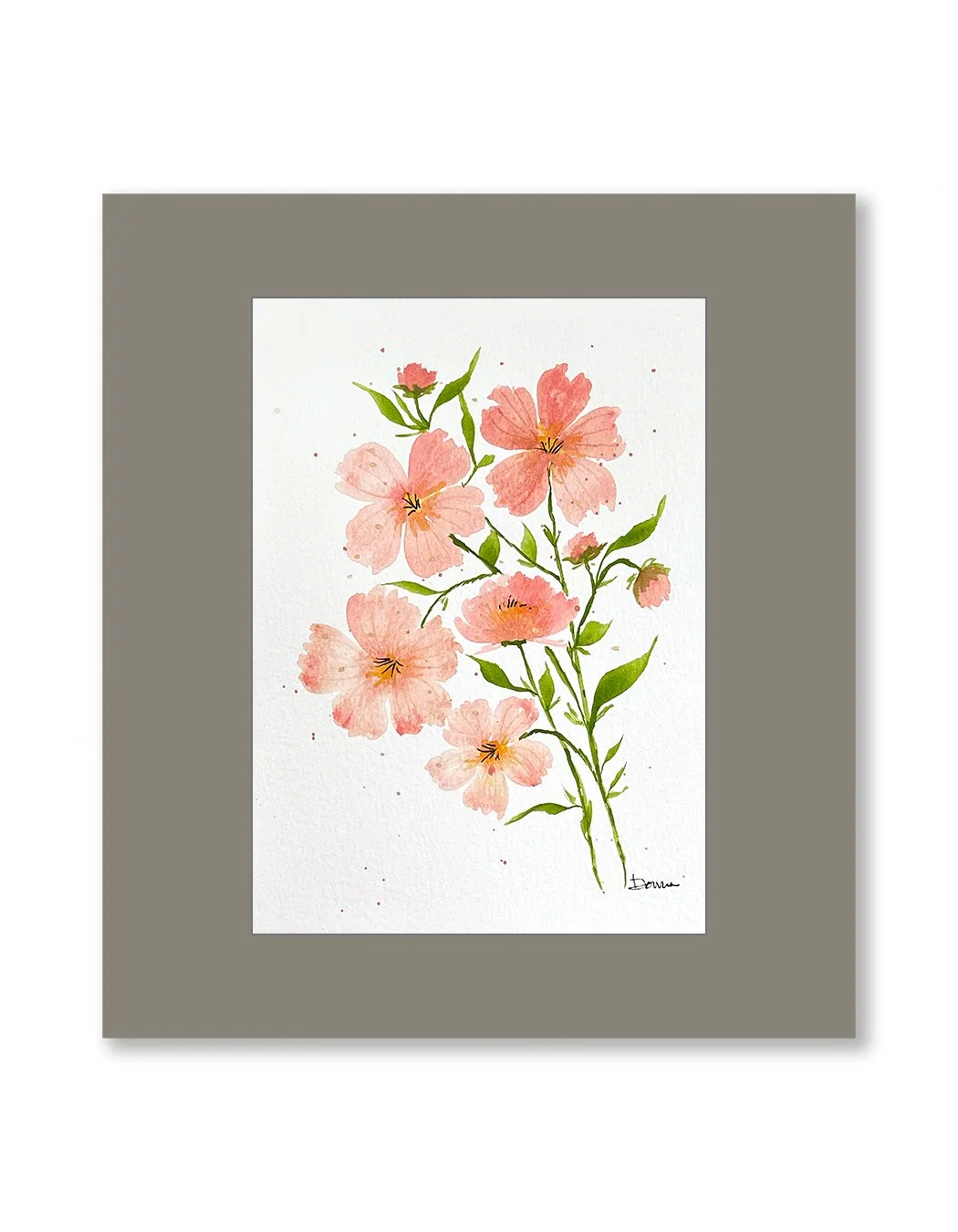 Blush Floral Spray Watercolor Painting