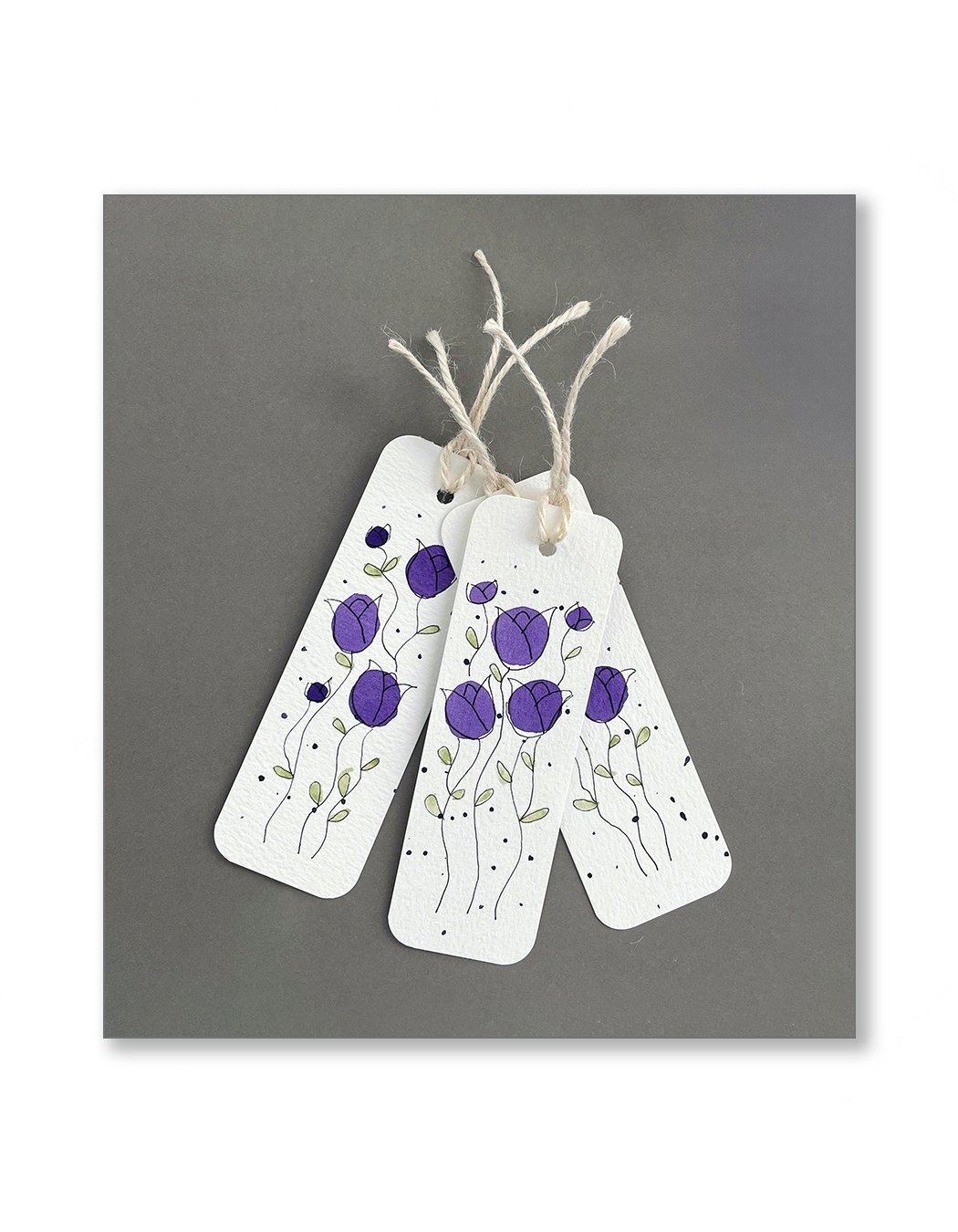 Purple Tulip Watercolor Bookmark Set