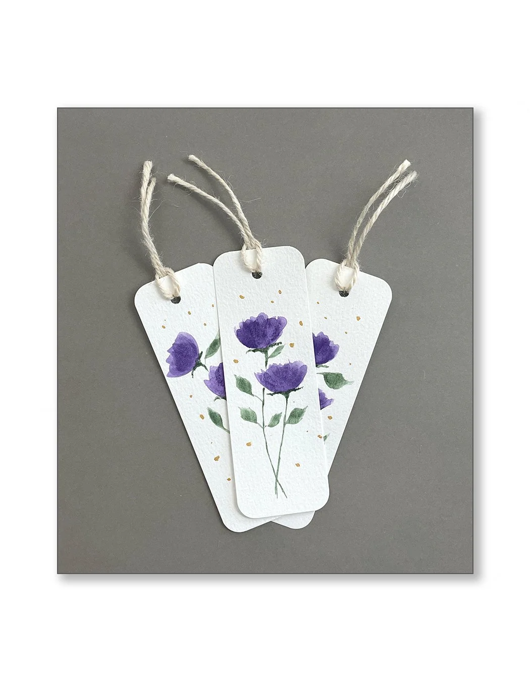 Purple Floral Watercolor Bookmark Set