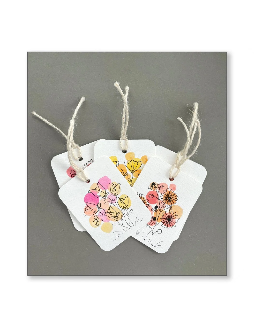 Whimsical Floral Watercolor Gift Tag Set