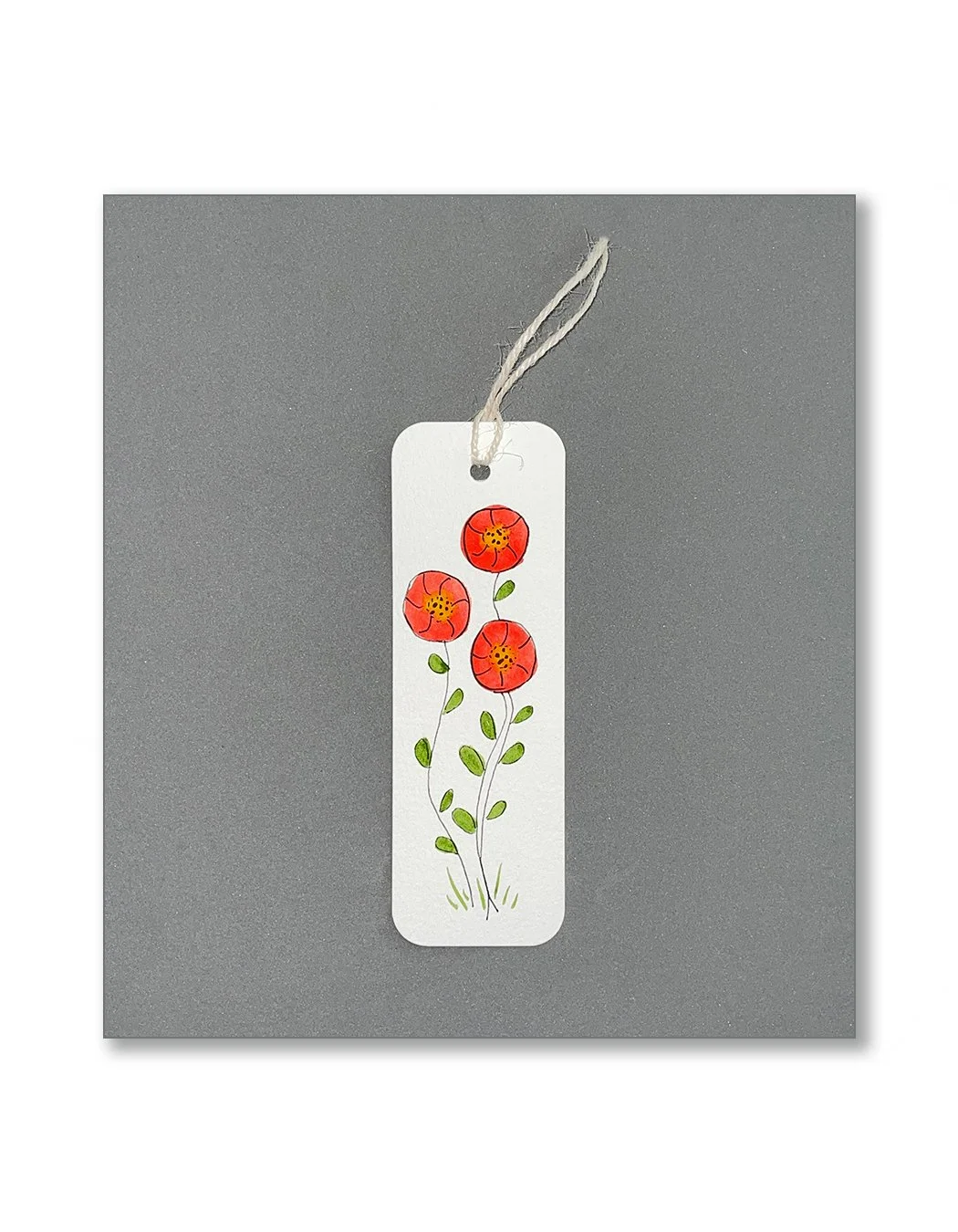 Red Button Flower Whimsical Bookmarks