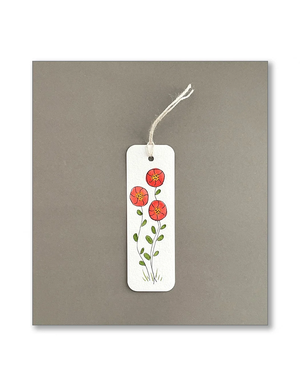 Red Button Flower Whimsical Bookmarks