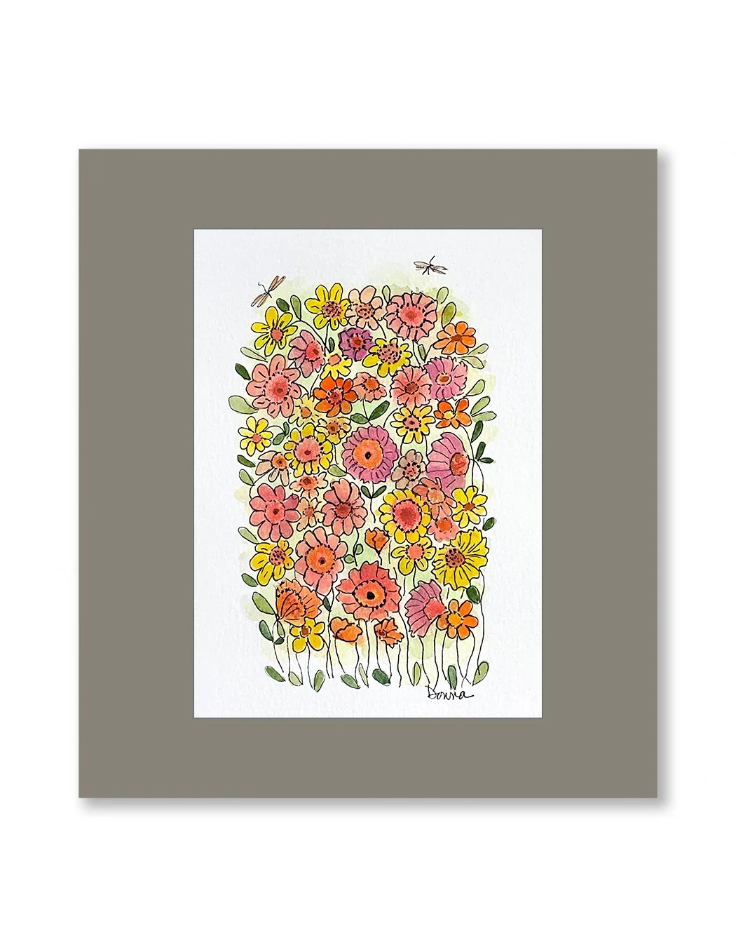 Posey Party Whimsical Floral Watercolor Painting