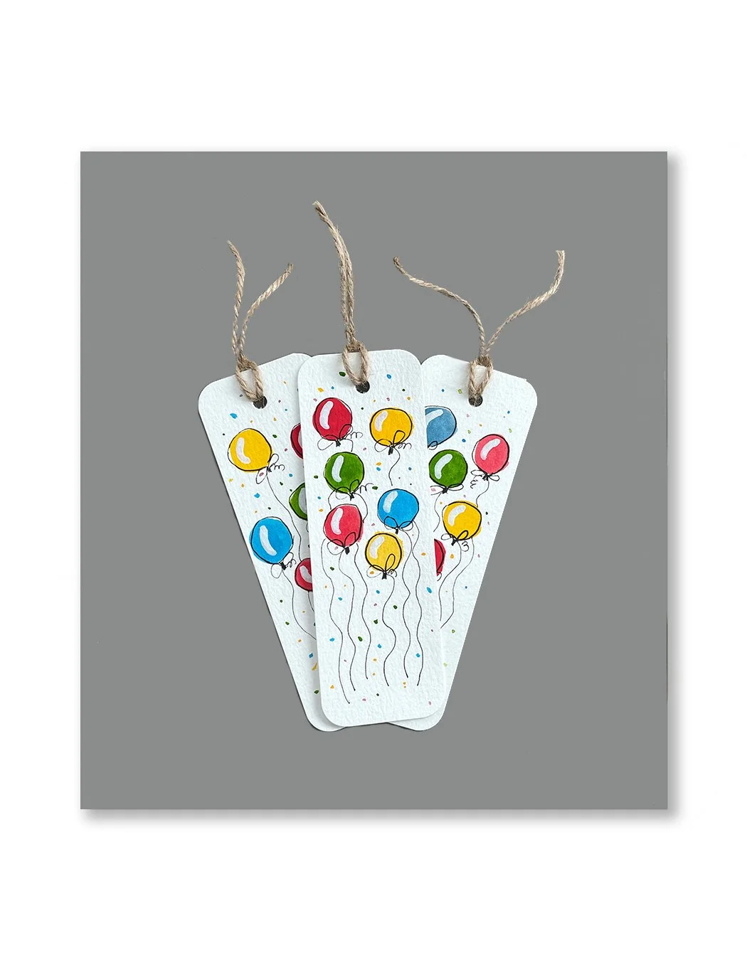 Colorful Ballon Watercolor Bookmark Set