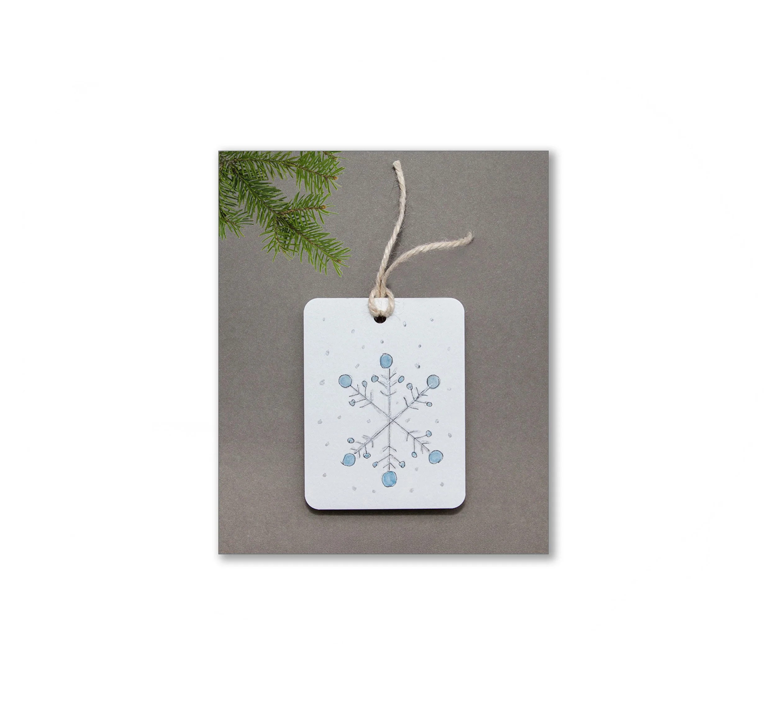 Snowflake Watercolor Gift Tag Twine