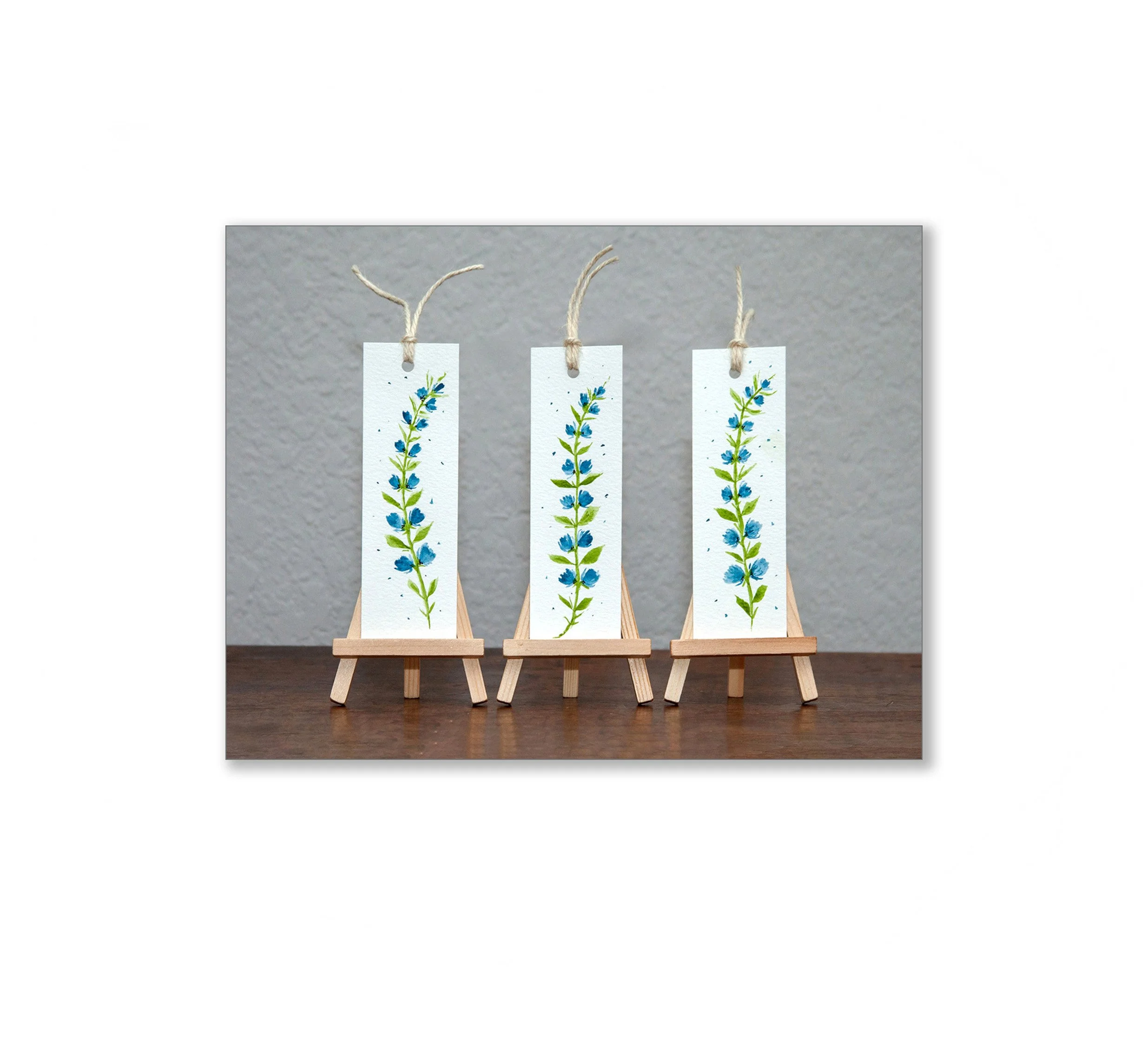 Blue Floral Watercolor Bookmarks