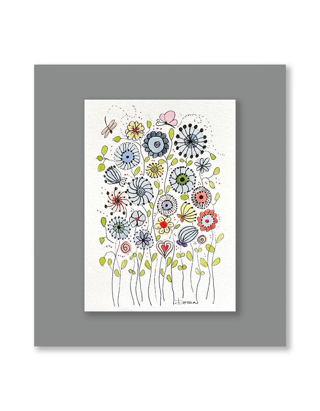 Blueberry Hill Whimsical Watercolor Painting