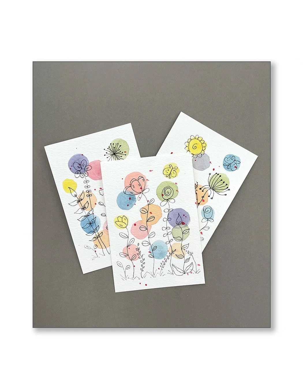 Whimsical Floral Watercolor Notecard Set