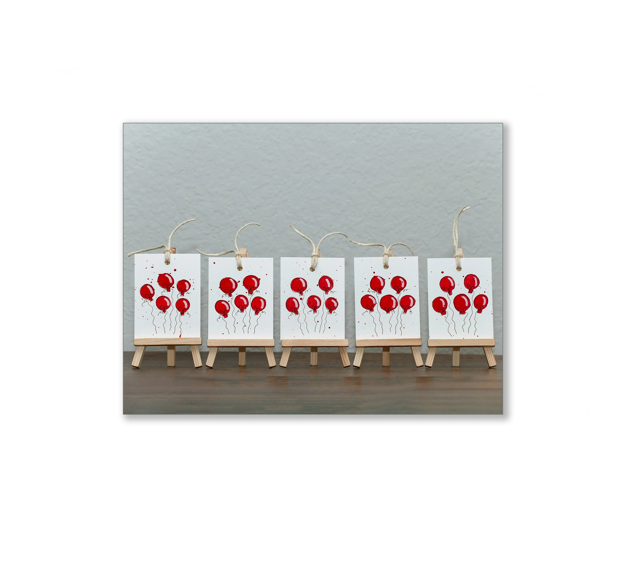 Whimsical Red Balloon Watercolor Gift Tags