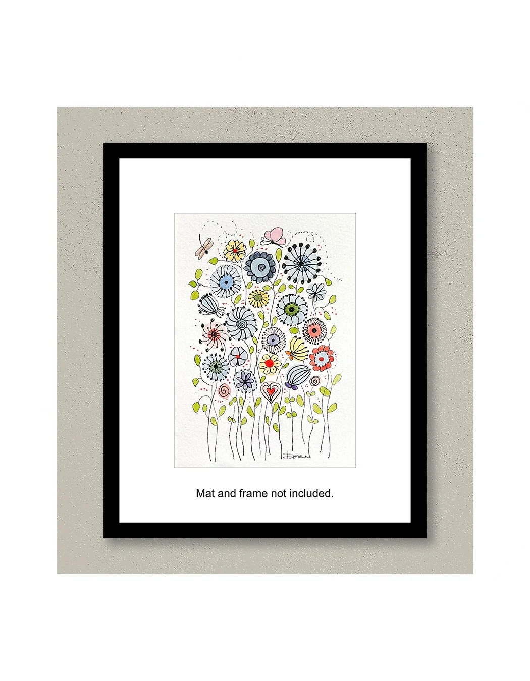 Blueberry Hill Whimsical Watercolor Painting Framed