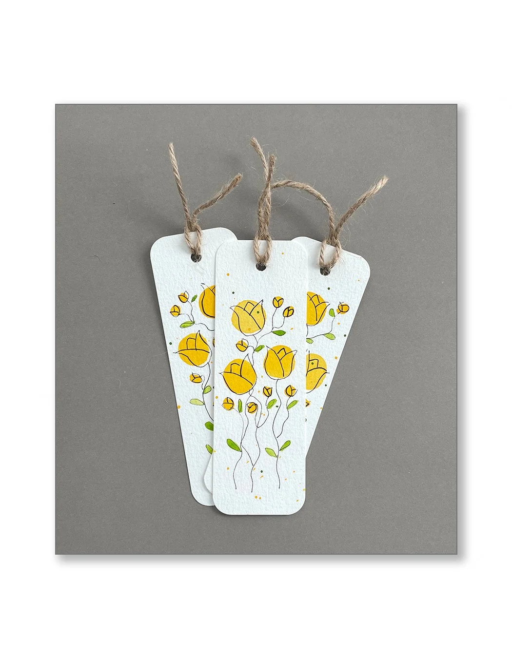 Yellow Tulip Watercolor Bookmark Set
