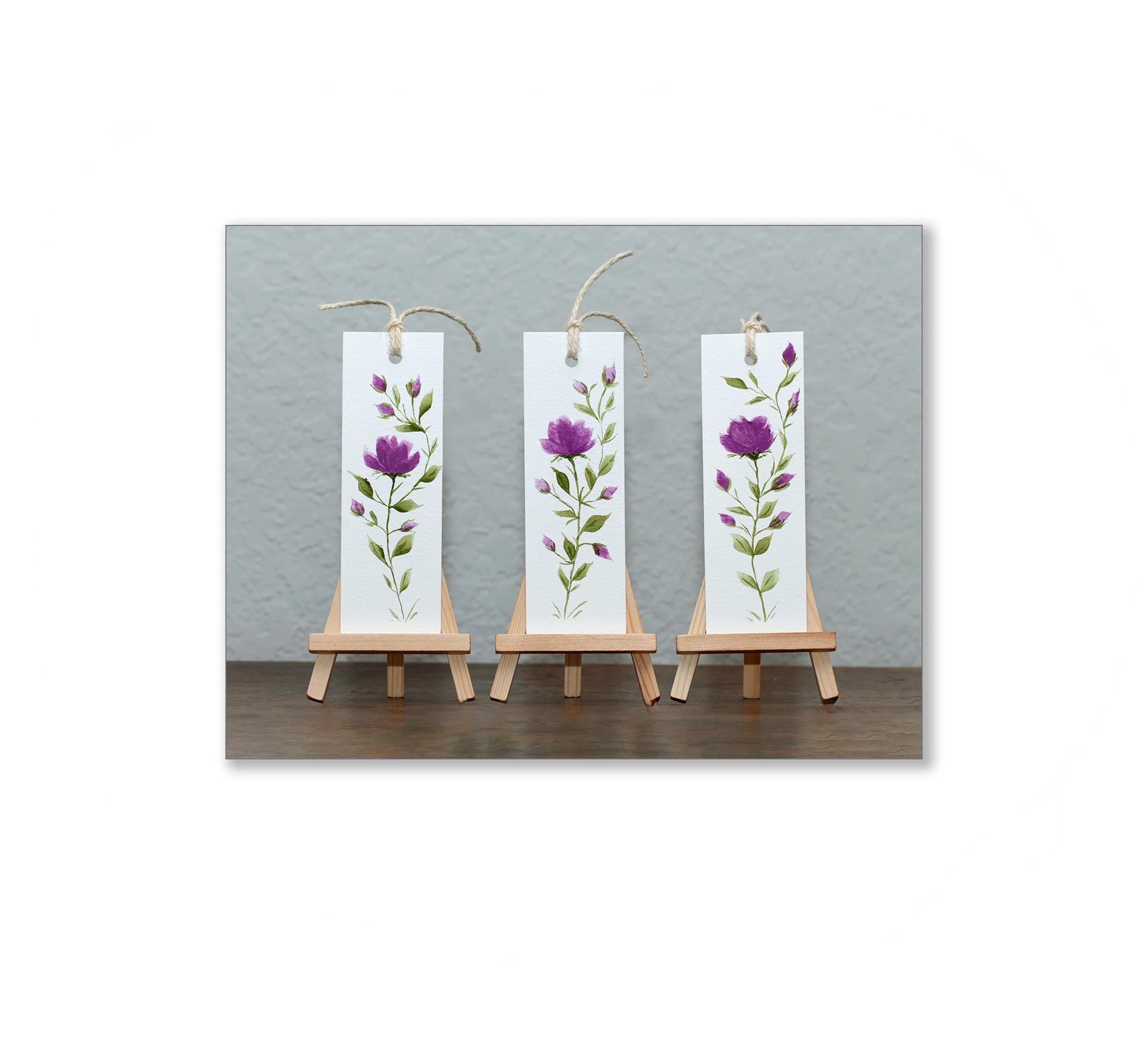 Purple Floral Watercolor Bookmarks