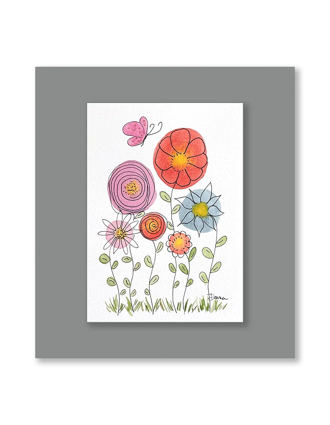 My Garden Whimsical Floral Watercolor Painting