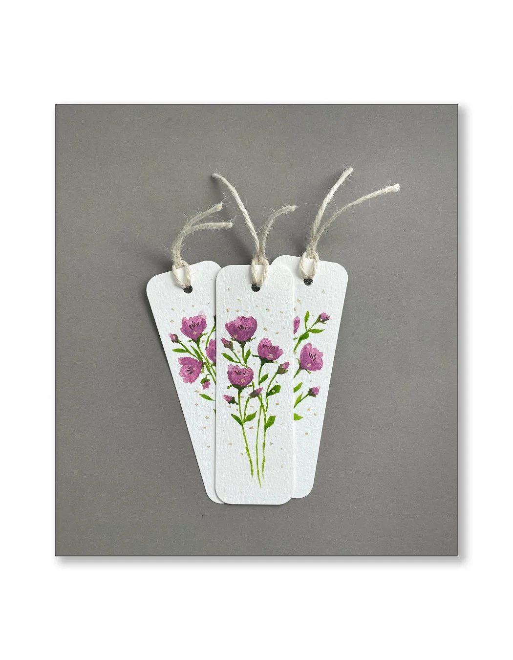 Magenta Floral Watercolor Bookmark Set