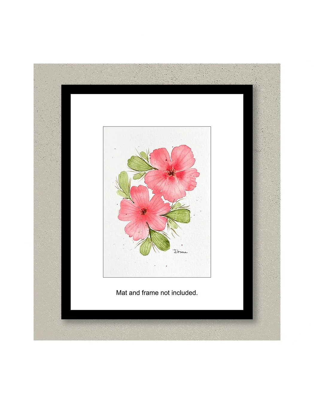 Pink Sherbet Floral Watercolor Painting with Frame