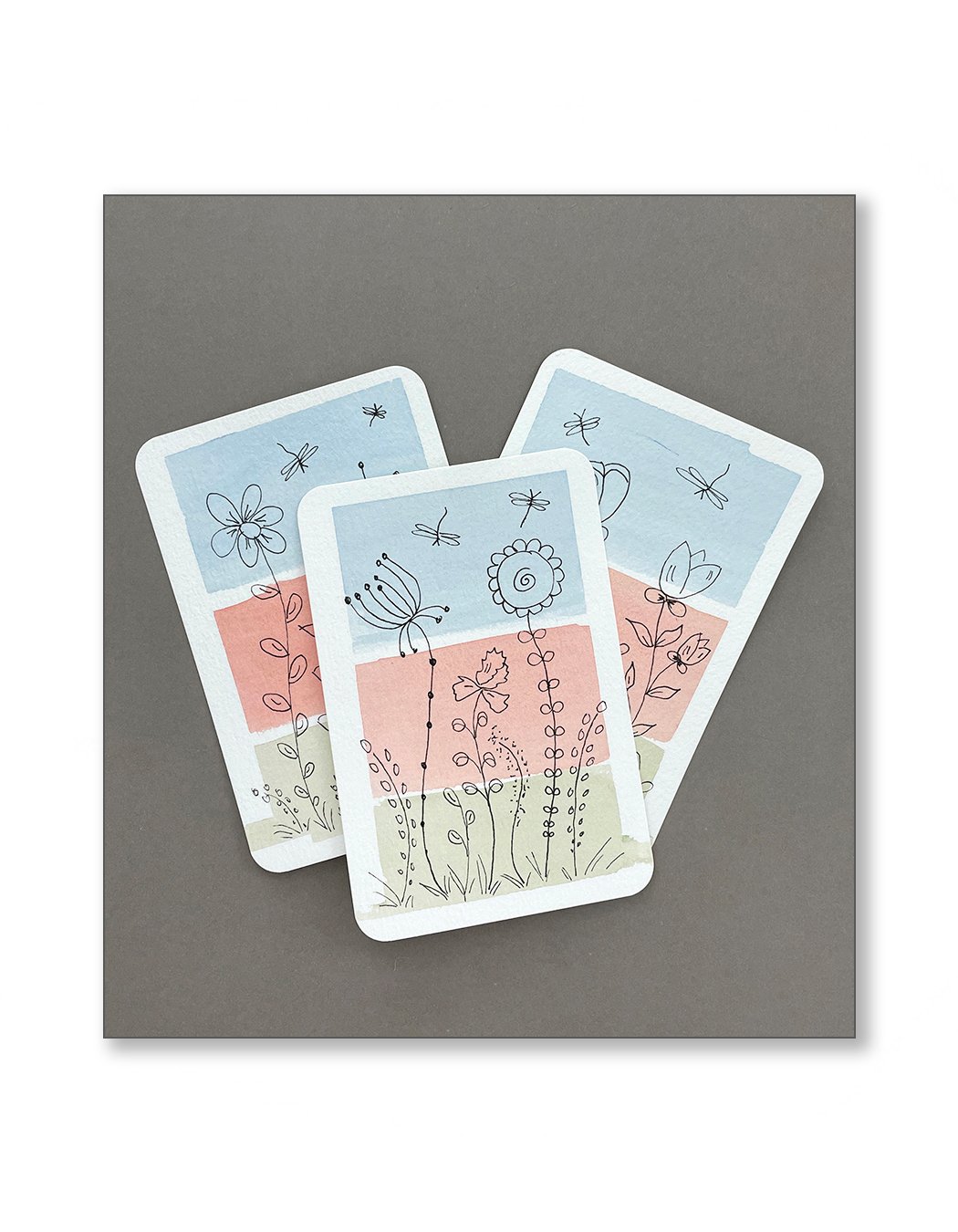 Whimsical Floral Watercolor Notecard Set