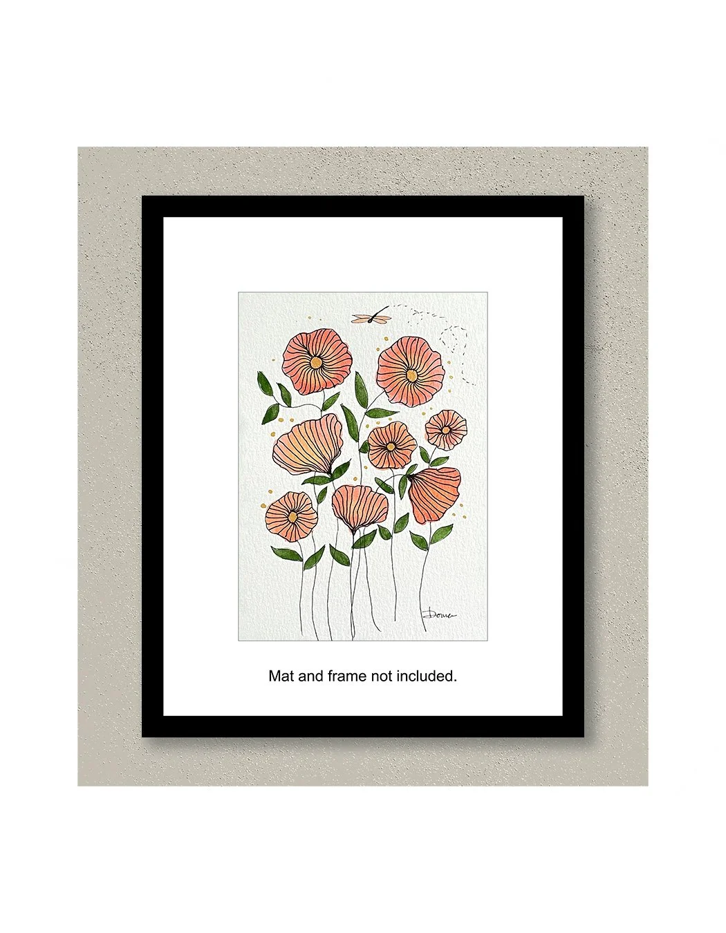 Tabitha Whimsical Floral Watercolor Painting Framed