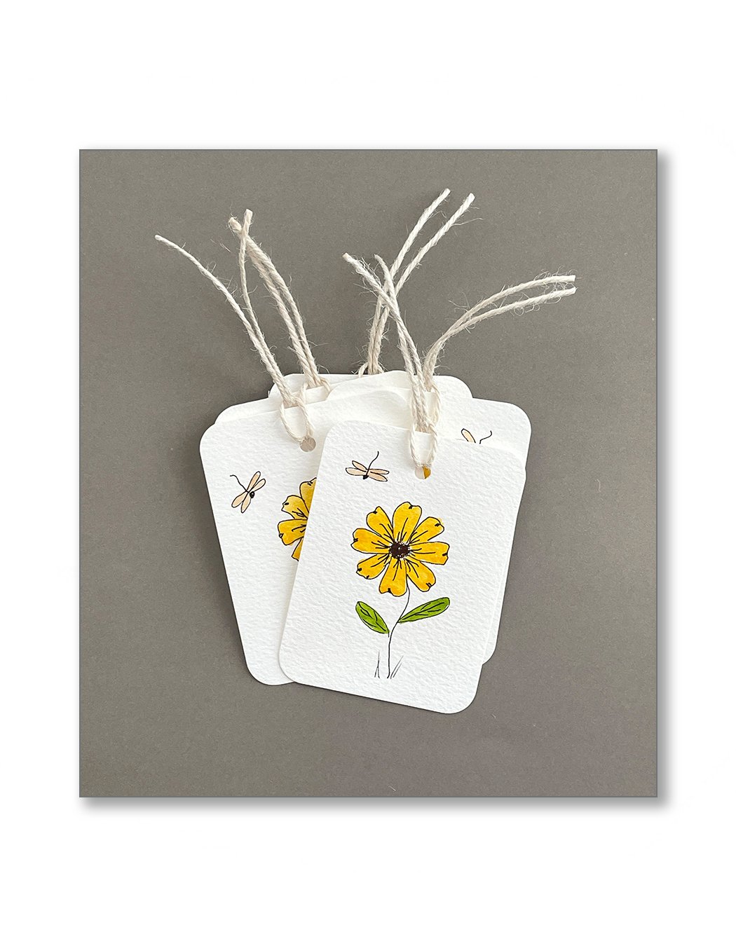Vivid Yellow Floral Watercolor Gift Tag Set