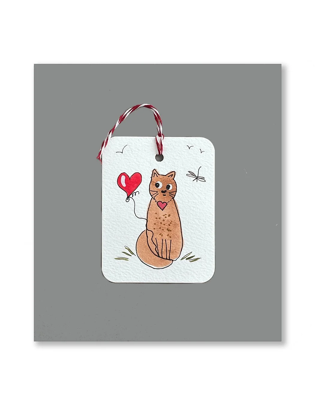 Kitty with Balloon Watercolor Gift Tags