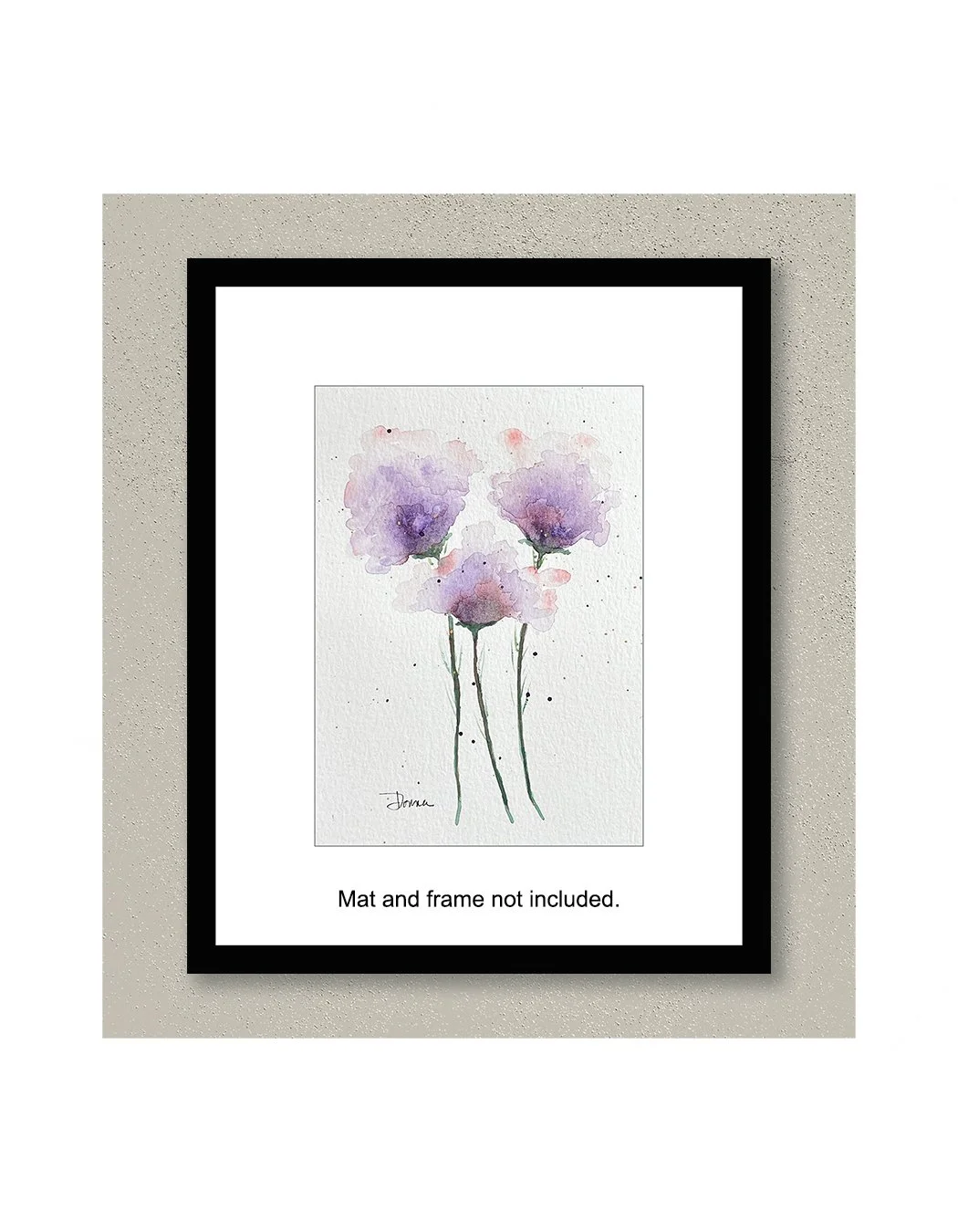 Purple Rain Loose Floral Watercolor Painting with Frame