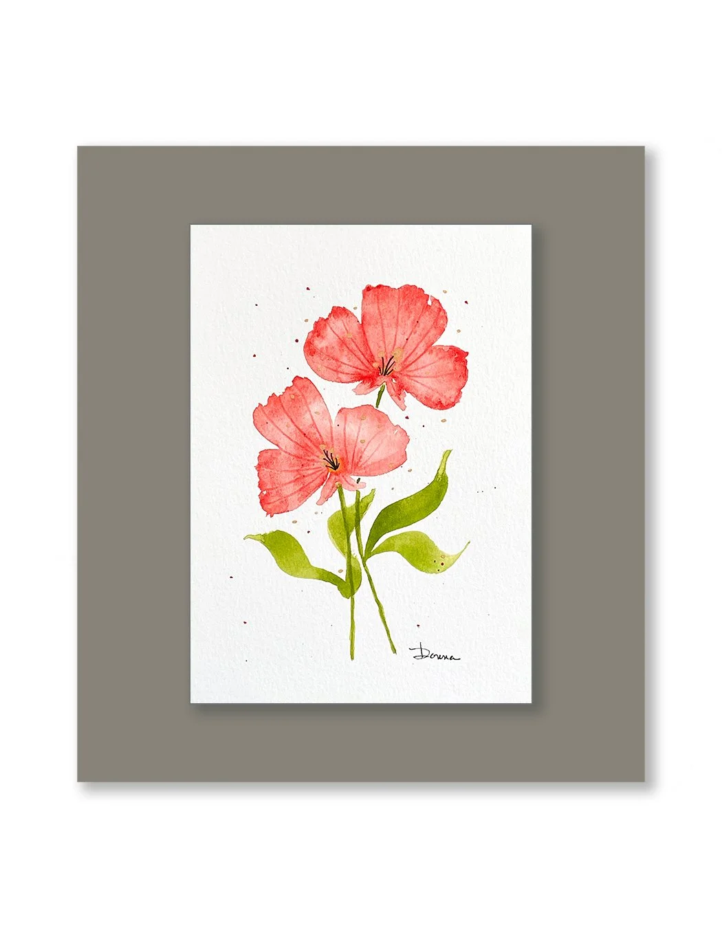 Fandango Red Orange Floral Watercolor Painting