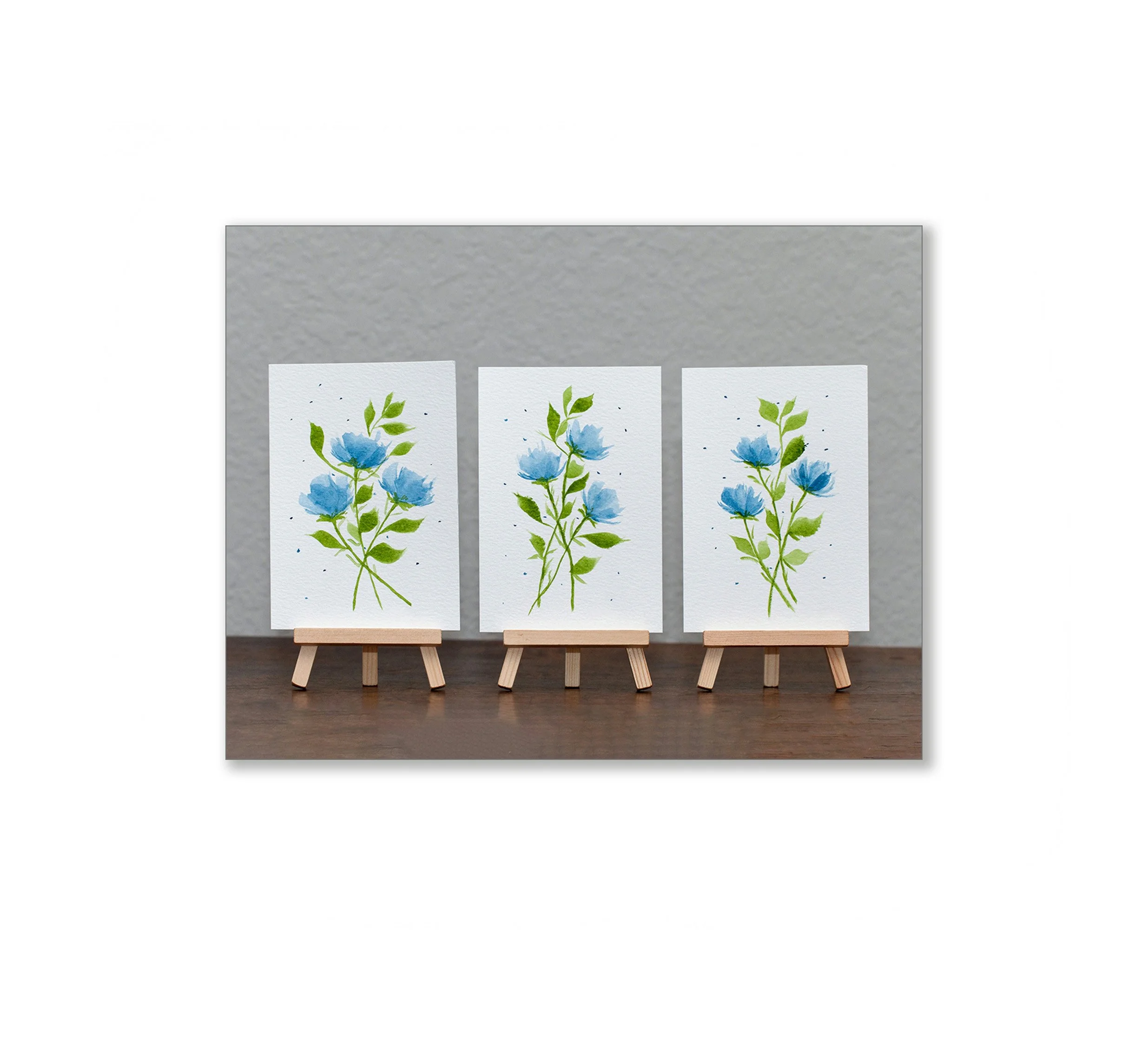 Blue Floral Watercolor Notecards