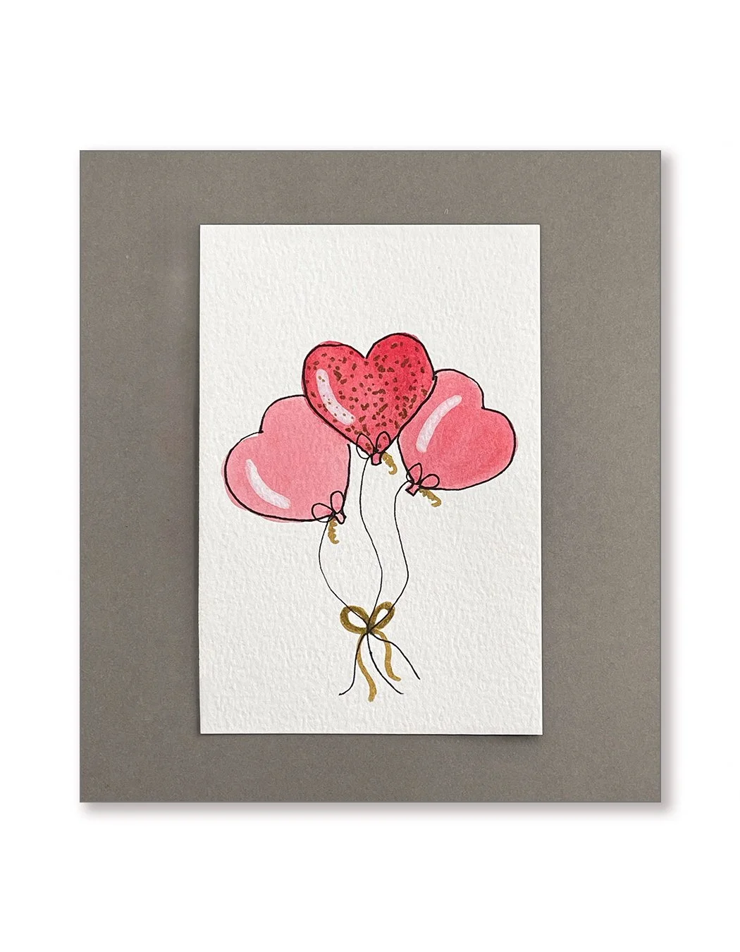 Red and Pink Heart Balloons Notecard