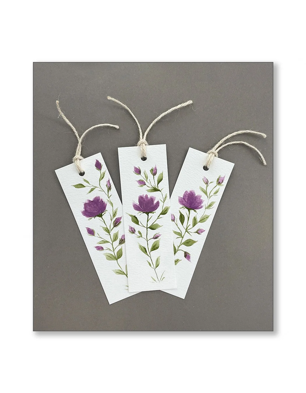 Purple Floral Watercolor Bookmark Set