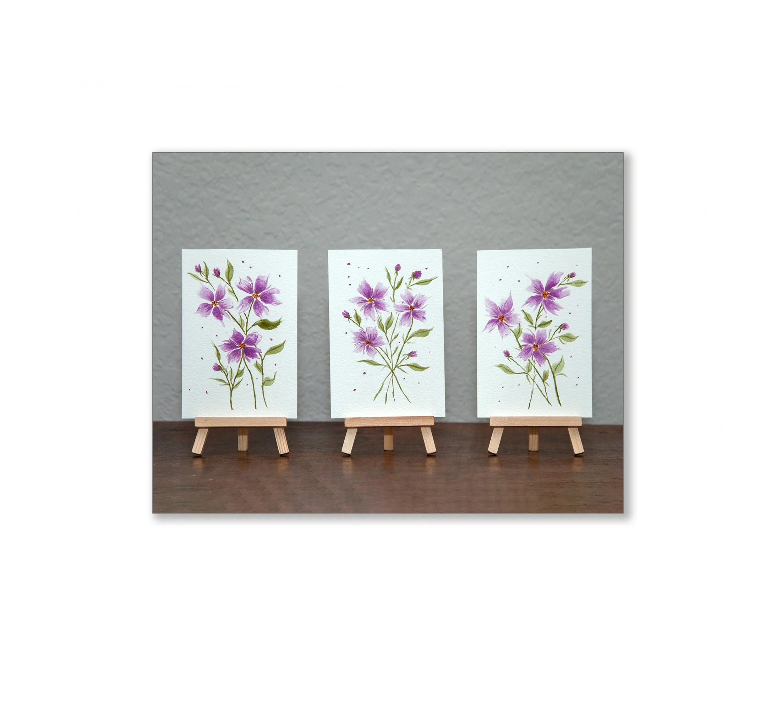 Purple Floral Watercolor Notecards