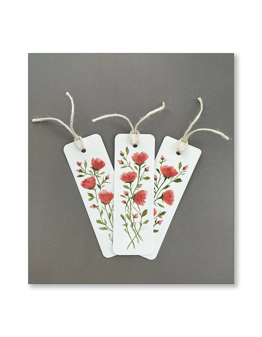 Pink Floral Watercolor Bookmark Set