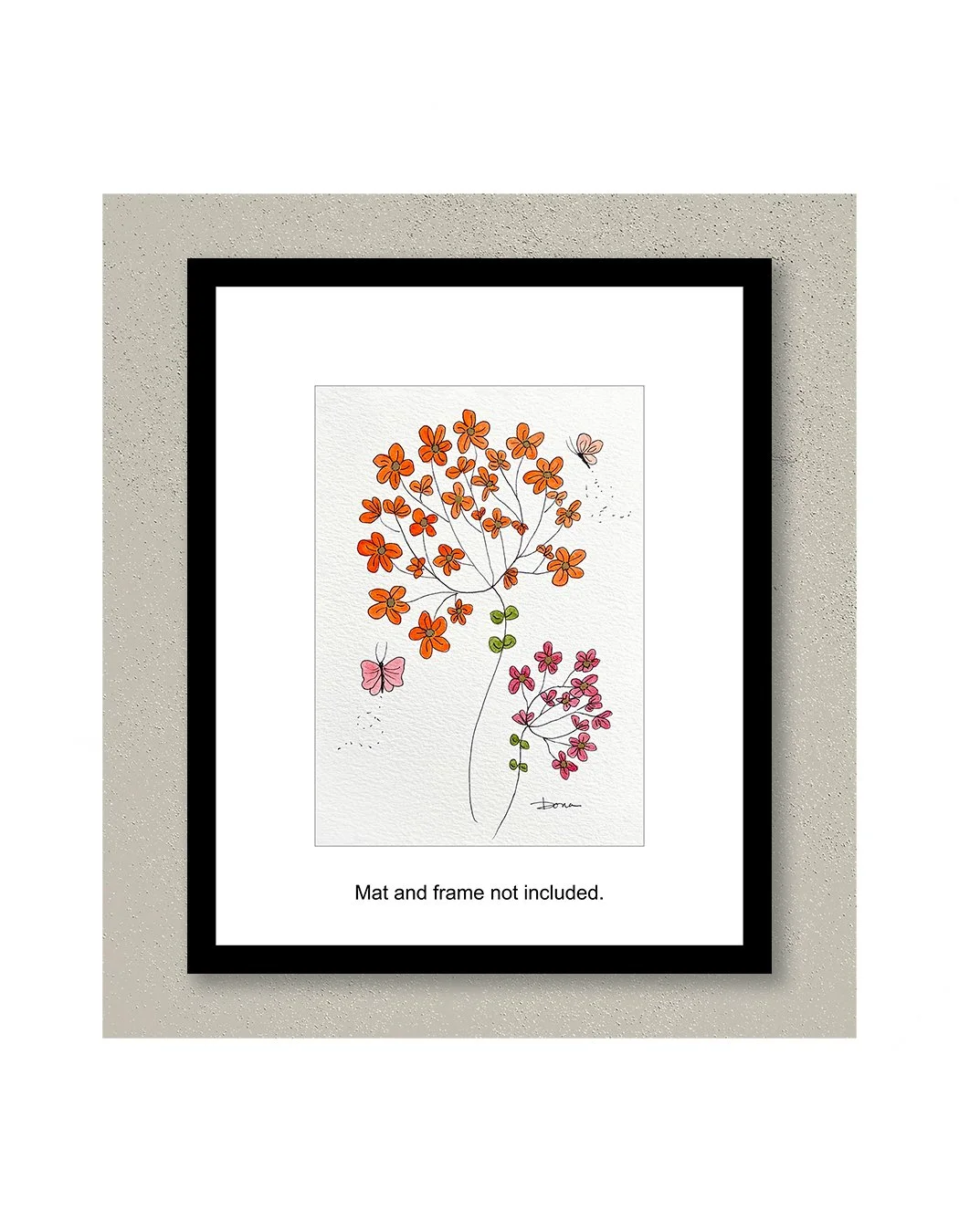 Selena Whimsical Watercolor Vibrant Flowers Framed