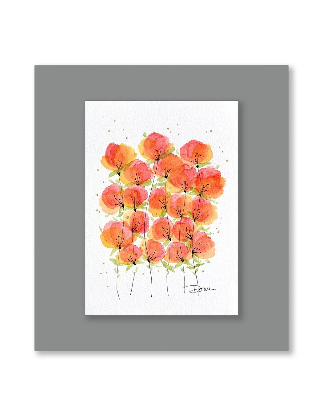 Tangerine Floral Watercolor Painting