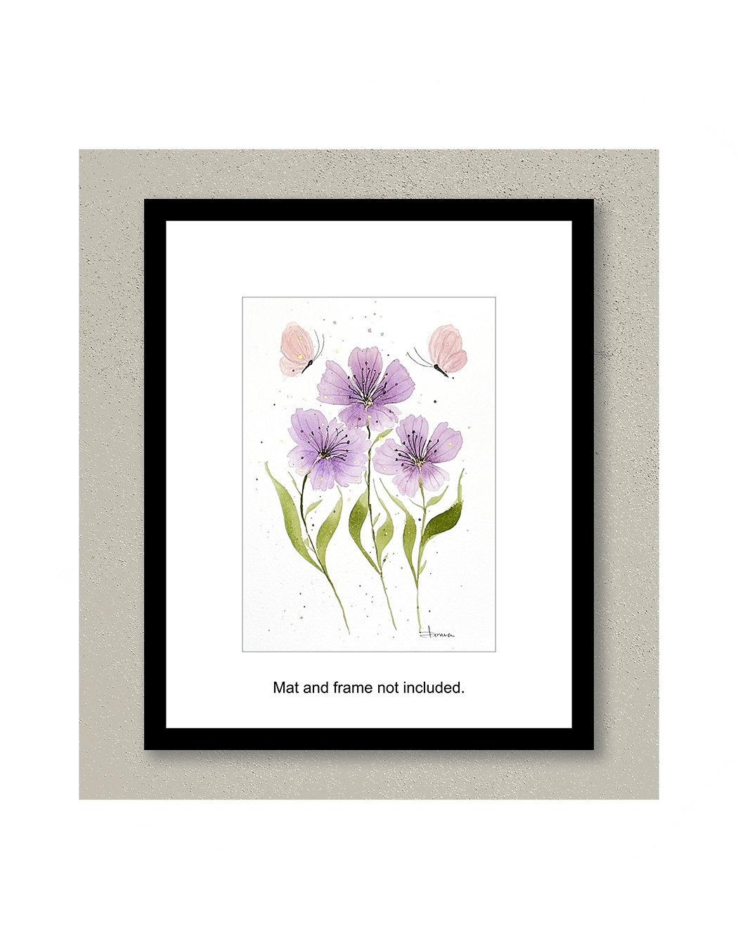 Gabriella Purple Flower Watercolor Painting Framed