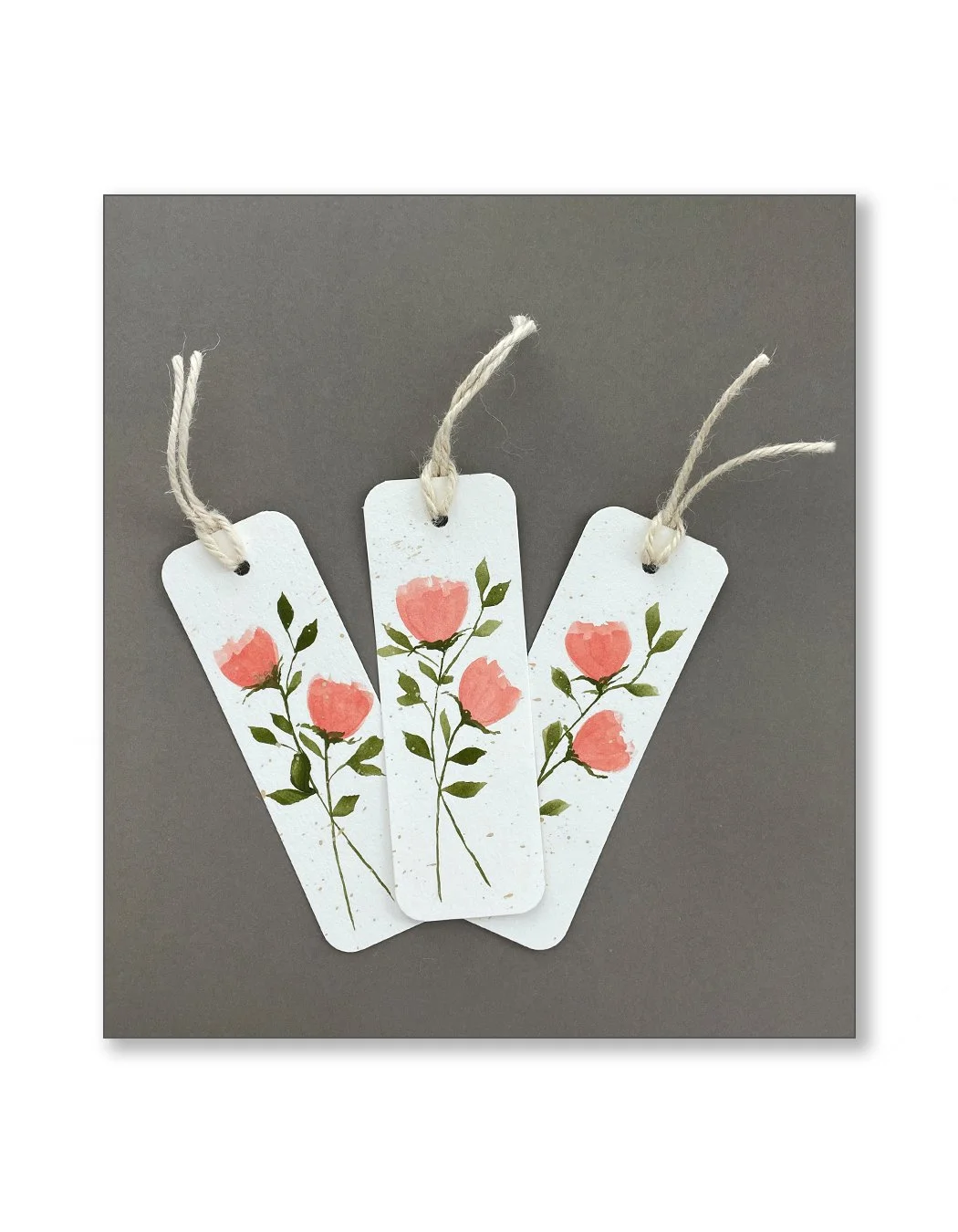 Pink Floral Watercolor Bookmark Set