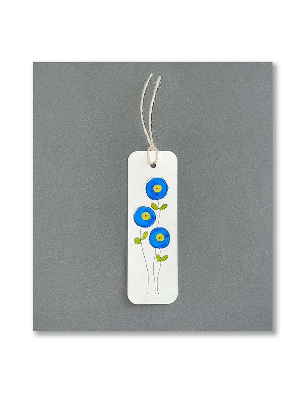 Blue Button Flower Bookmarks