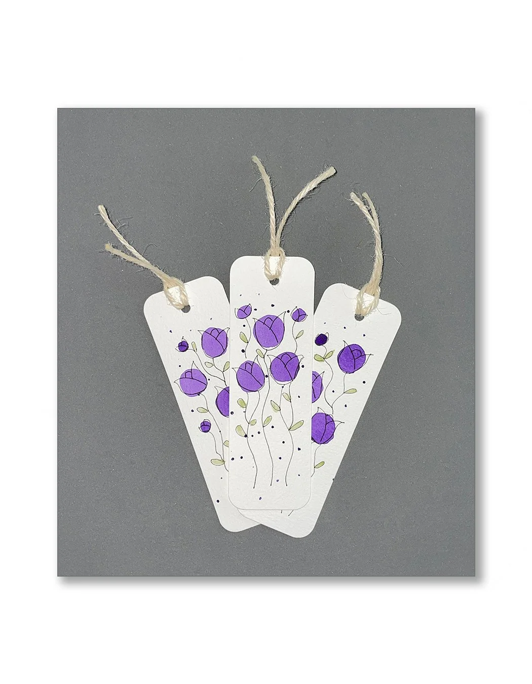 Purple Tulip Watercolor Bookmark Set