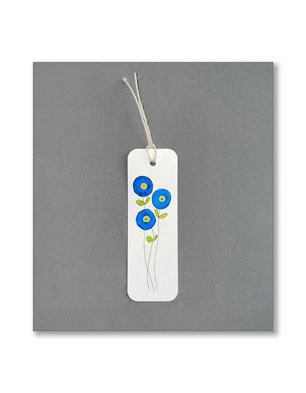 Blue Button Flower Bookmarks
