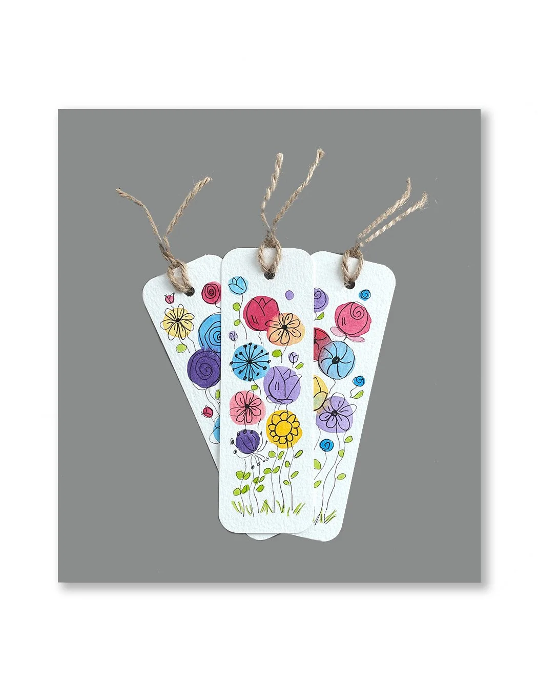 Whimsy Flower Watercolor Bookmark Set