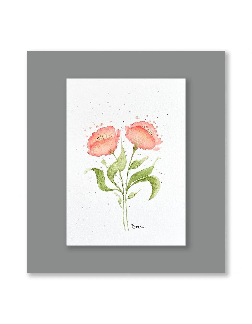 Sunset Glow Watercolor Artwork of Orange Flowers