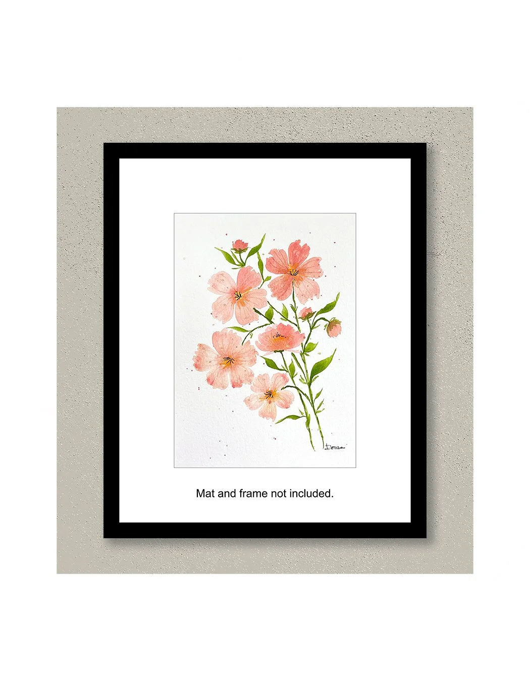Blush Floral Spray Watercolor Painting Framed