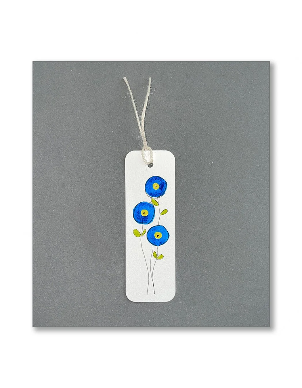 Whimsical Blue Floral Watercolor Bookmarks