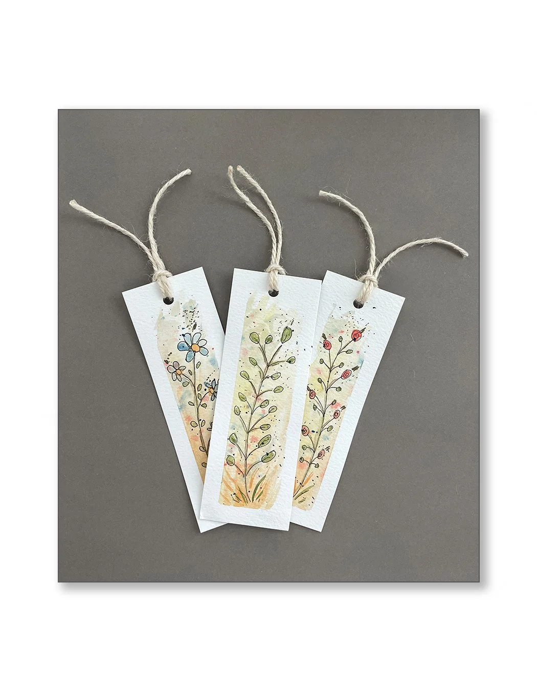 Whimsical Floral Watercolor Bookmark Set