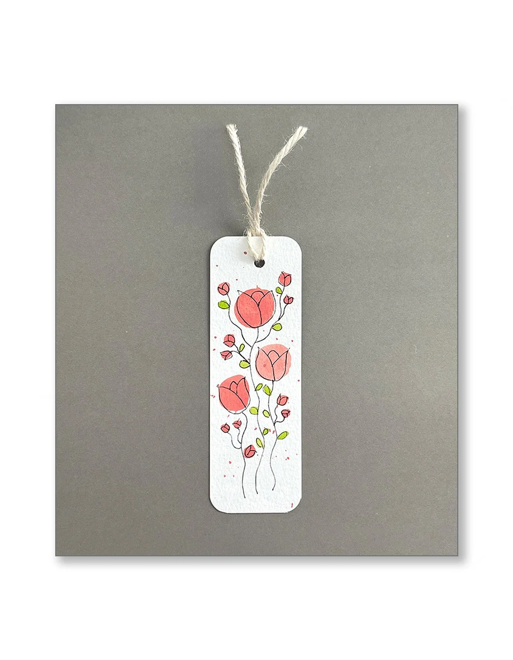 Pink Tulip Watercolor Bookmarks