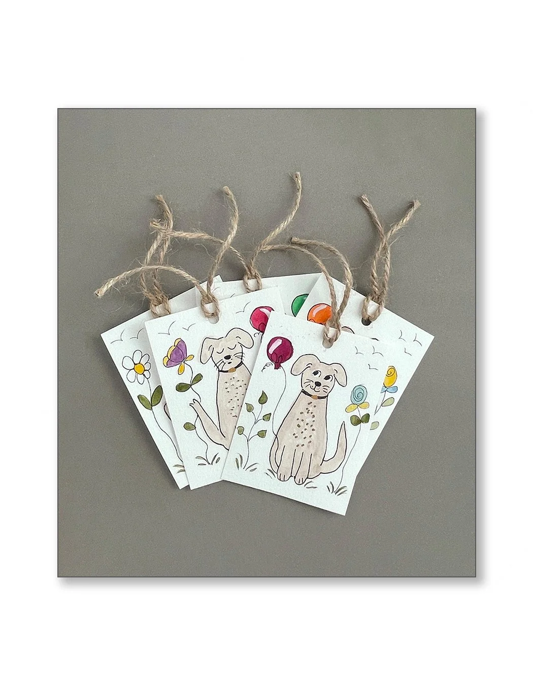 Lab and Balloon Gift Watercolor Tags