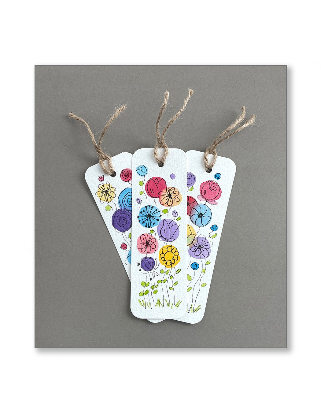 Whimsical Floral Watercolor Bookmark Set