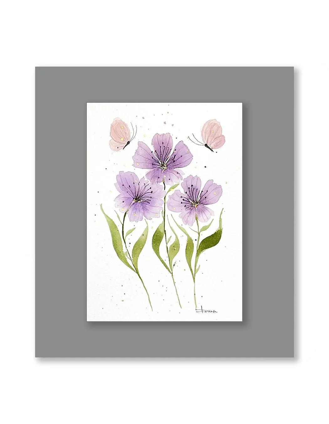Gabriella Purple Flower Watercolor Painting