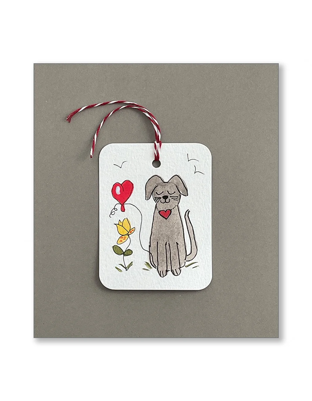 Puppy with Balloon Watercolor Gift Tags